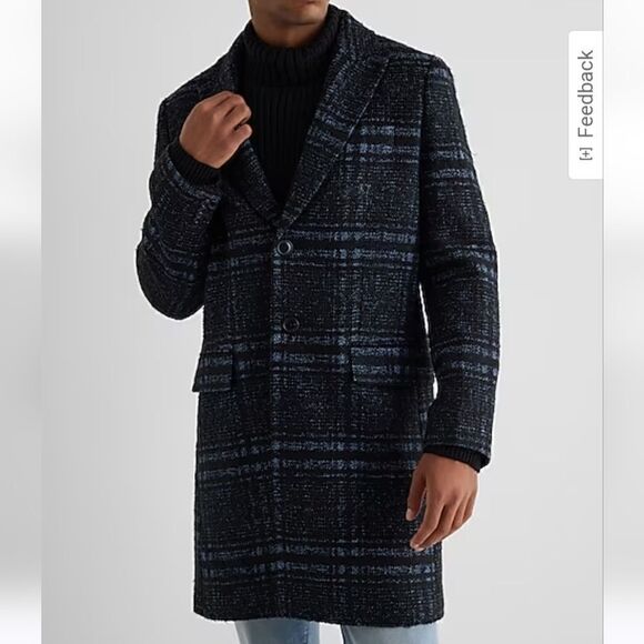 ExpressâPlaidâWool-BlendâTopcoatâsizeâM - Picture 8 of 9